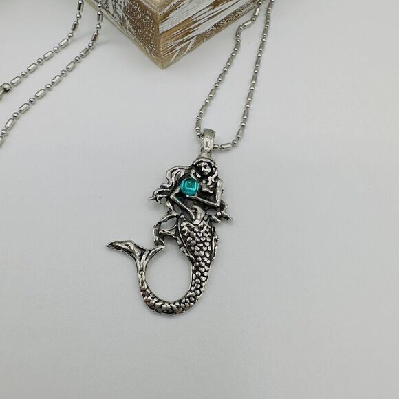 Silver Mermaid Pendant Necklace - Picture 2 of 5